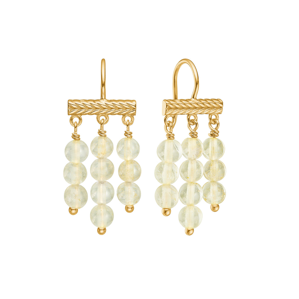 Mirage 18K Gold Plated Earrings w. Quartz