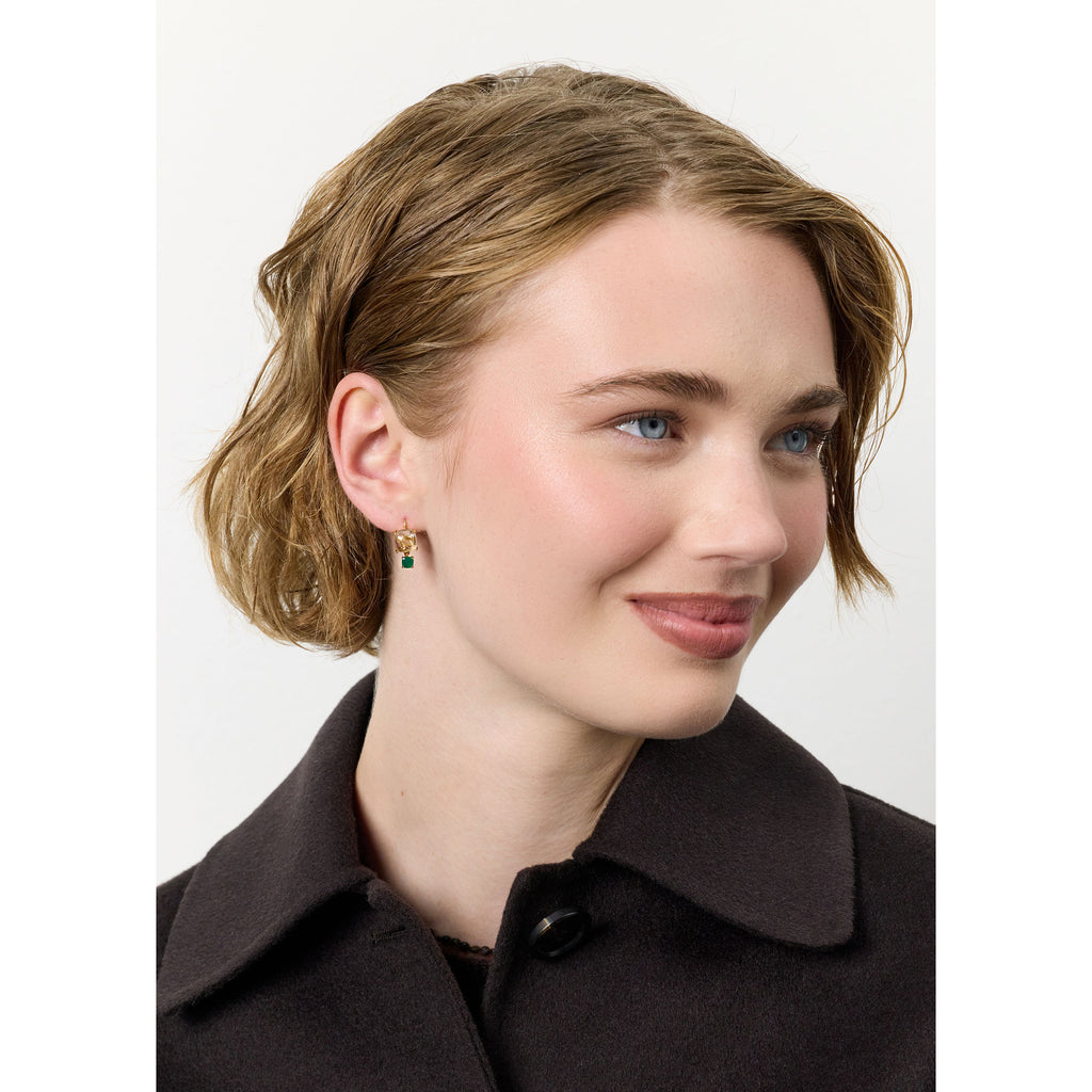 18K Gold Plated Earrings w. Quartz & Agate