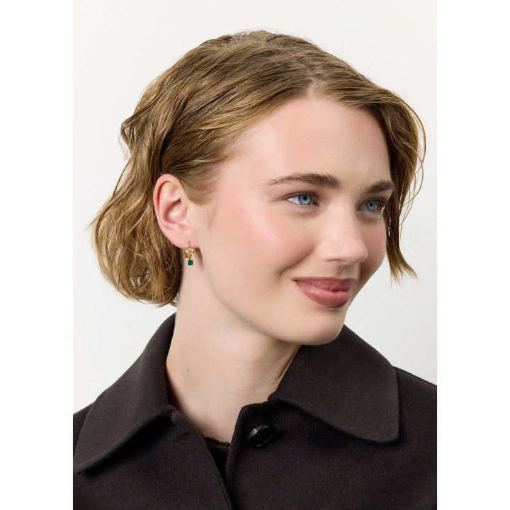 18K Gold Plated Earrings w. Quartz & Agate