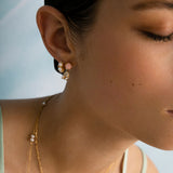 Reef 18K Gold Plated Studs w. Opal & Prasiolite Drop