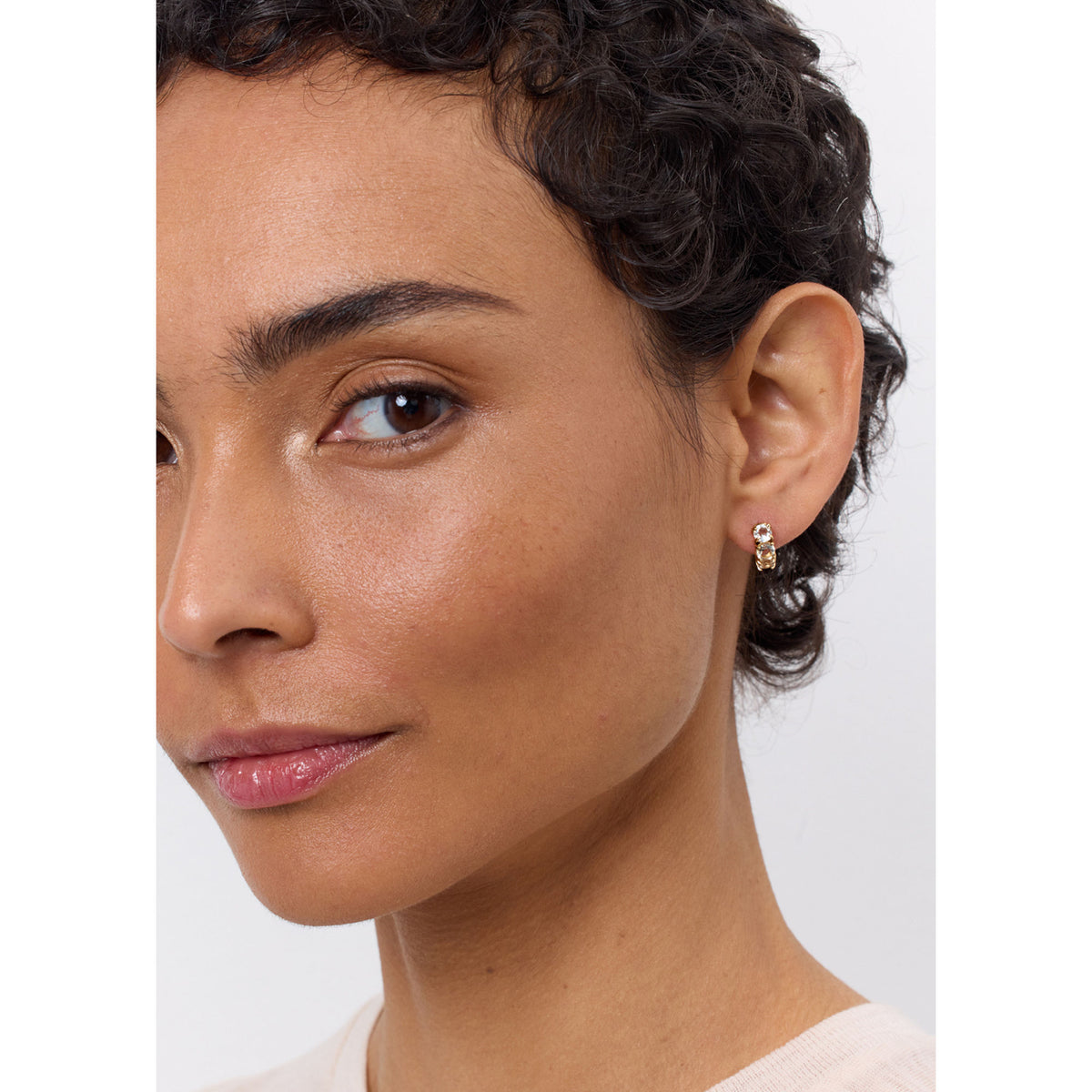 Reef mini 18K Gold Plated Hoop w. Prasiolite