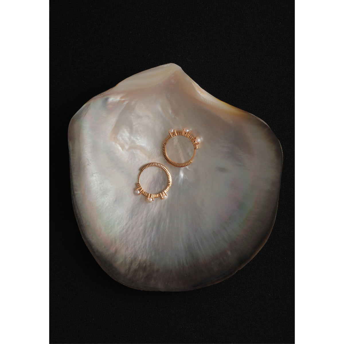 Reef 18K Gold Plated Large Hoops w. Pearl