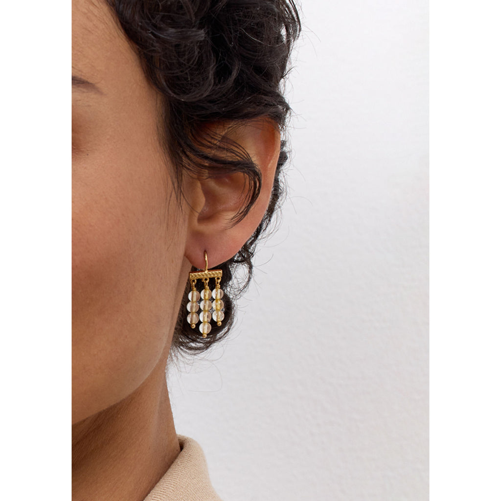 Mirage 18K Gold Plated Earrings w. Quartz