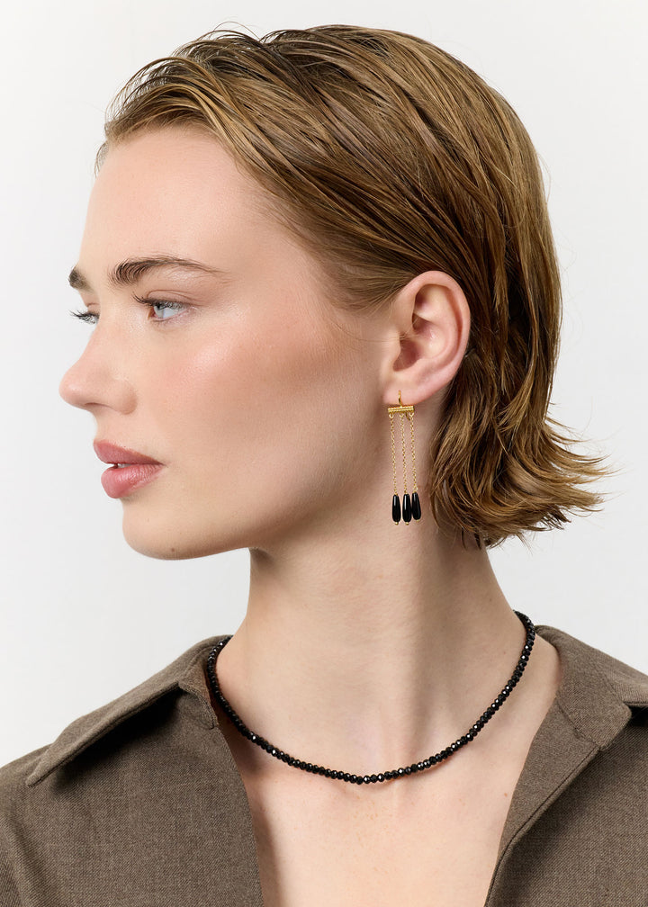 Talitha Gold Plated Earrings w. Black Agate