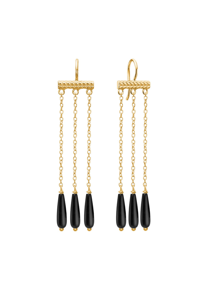 Talitha Gold Plated Earrings w. Black Agate