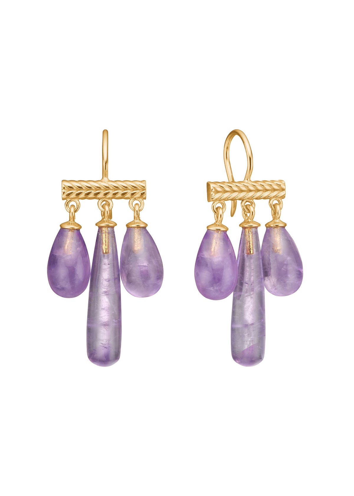 Mirage Gold Plated Earrings w. Amethyst