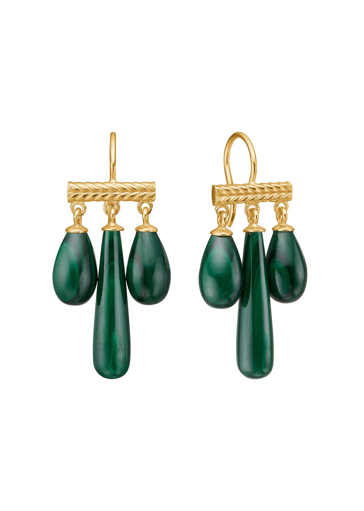 Mirage Gold Plated Earrings w. Malachite