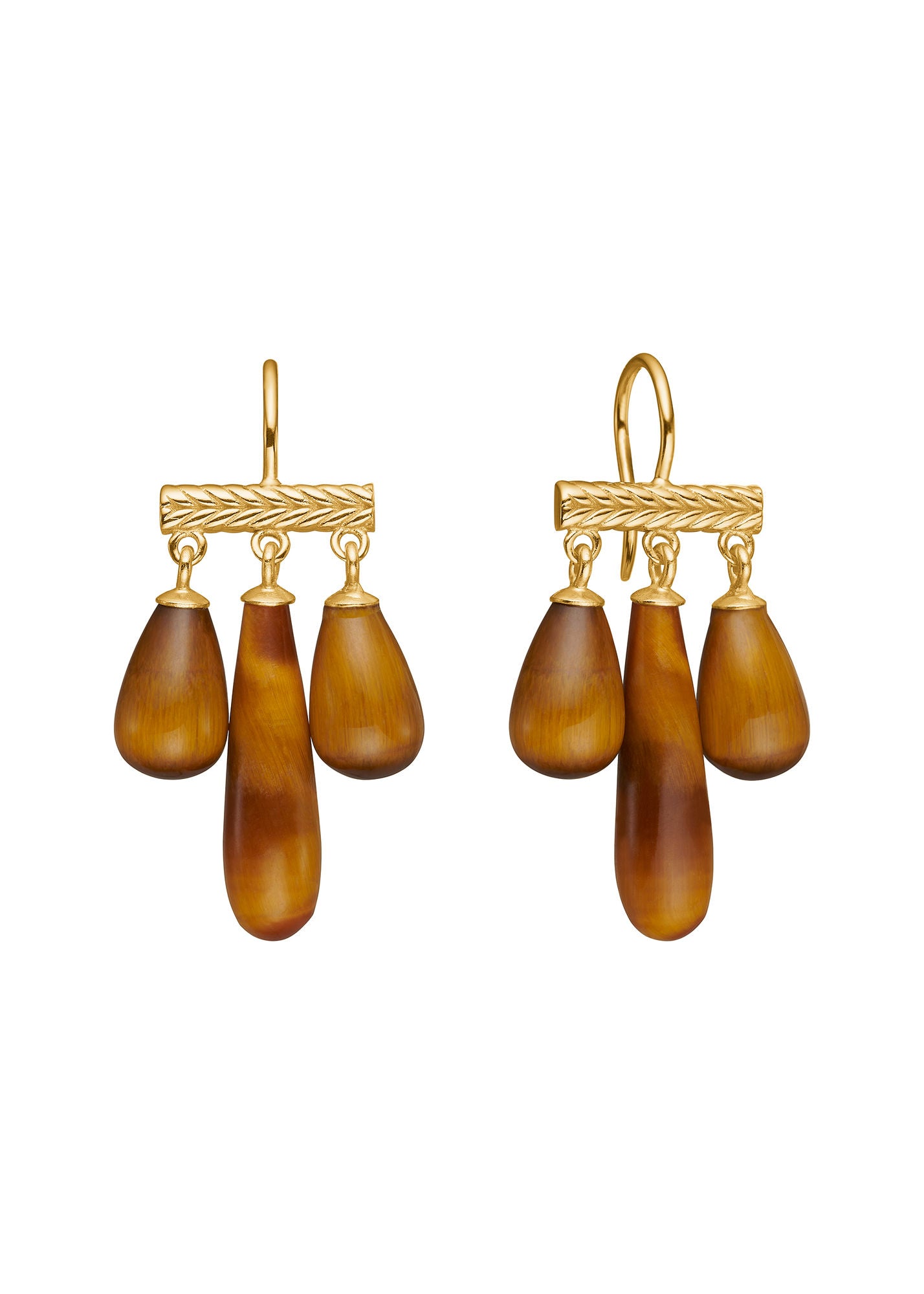 Mirage Gold Plated Earrings w. Tiger's Eye