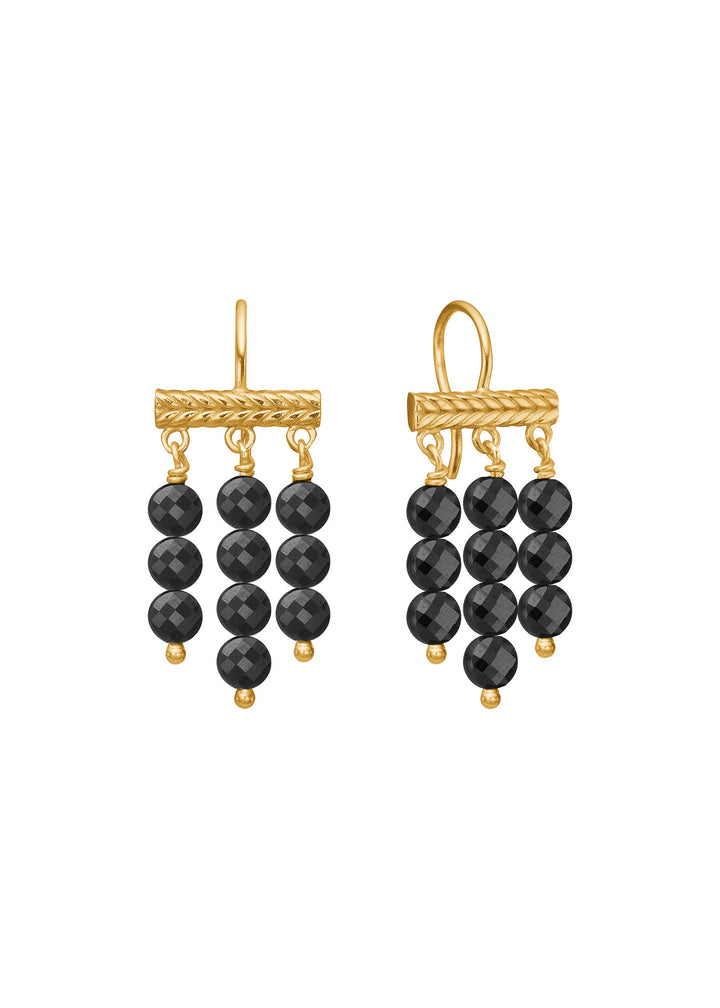 Valentina Gold Plated Earrings w. Black Spinel