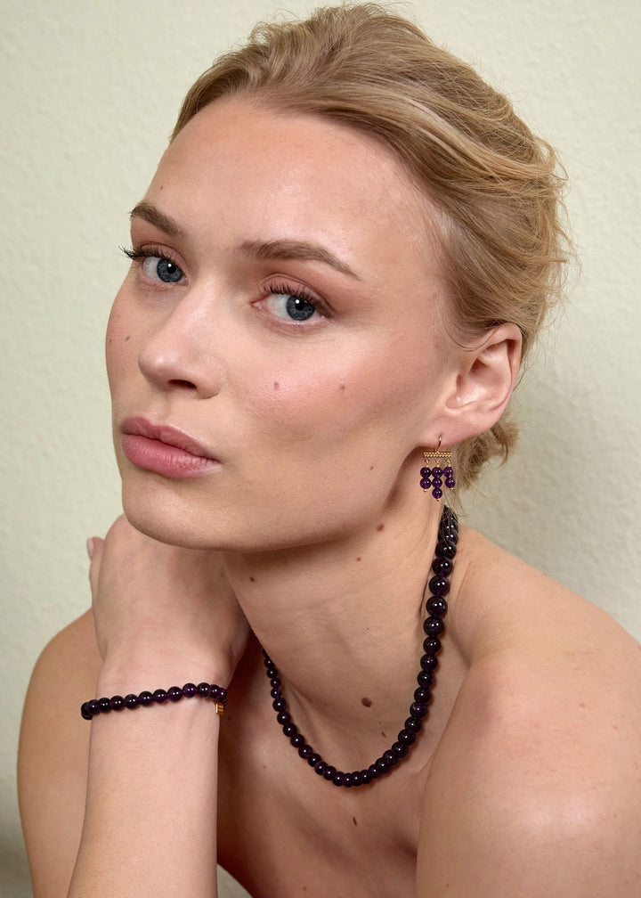 Anais Gold Plated Earrings w. Amethyst