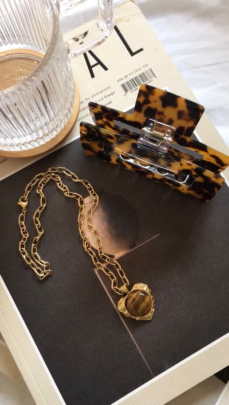 Freya Gold Plated Necklace w. Tiger's Eye