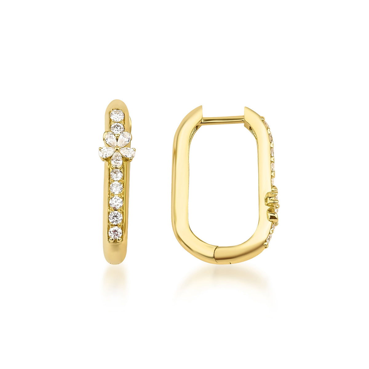 Fleur Blossom 18K Gold Hoops w. Diamonds