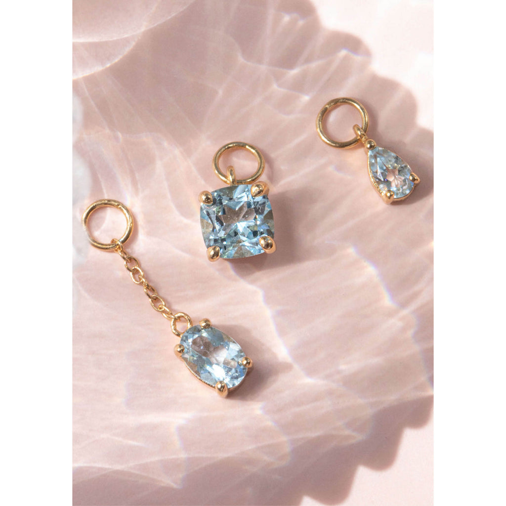 Gem Candy Blue 18K Gold Plated Earring-Pendant w. Topaz