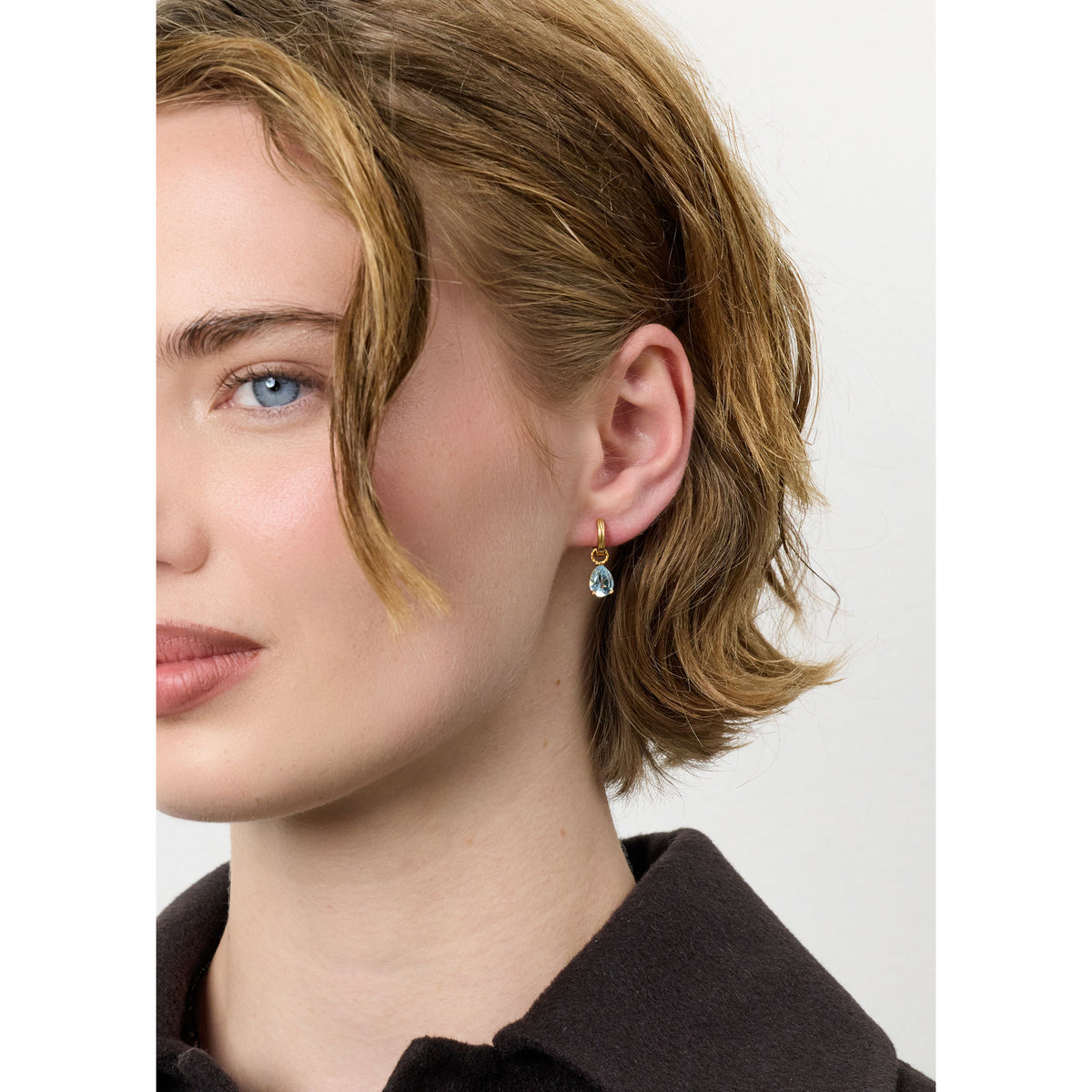 Reef 18K Gold Plated Earring w. Topaz Drop