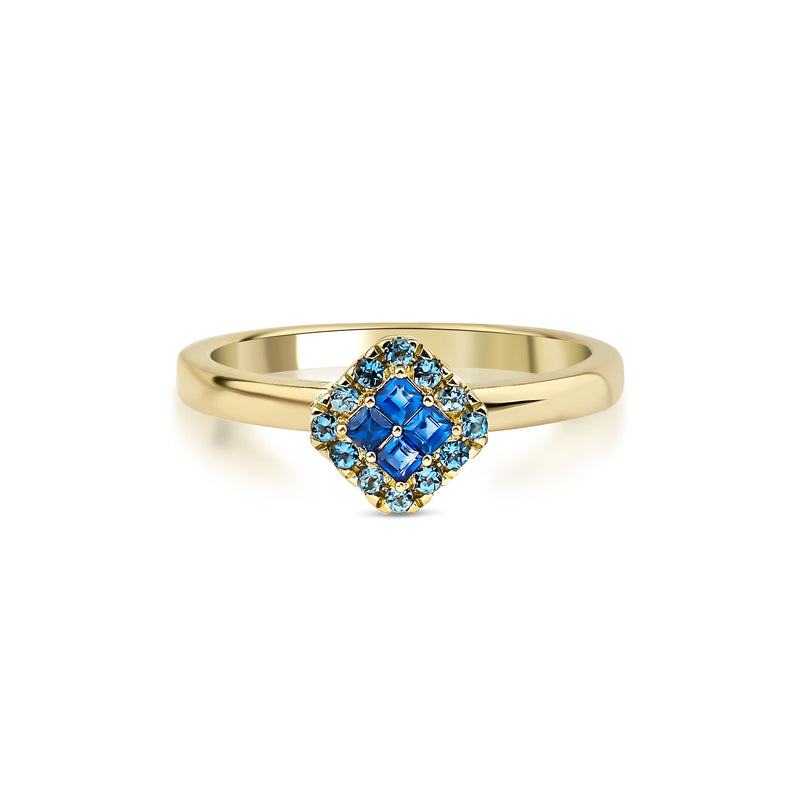 Fortuna Azul 18K Gold Ring w. Aquamarine & Sapphires
