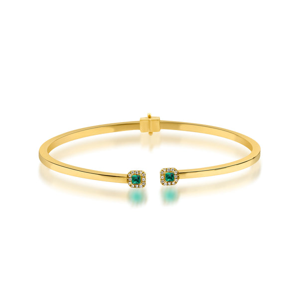 Fortuna 18K Guld Armring m. Diamanter & Smaragder