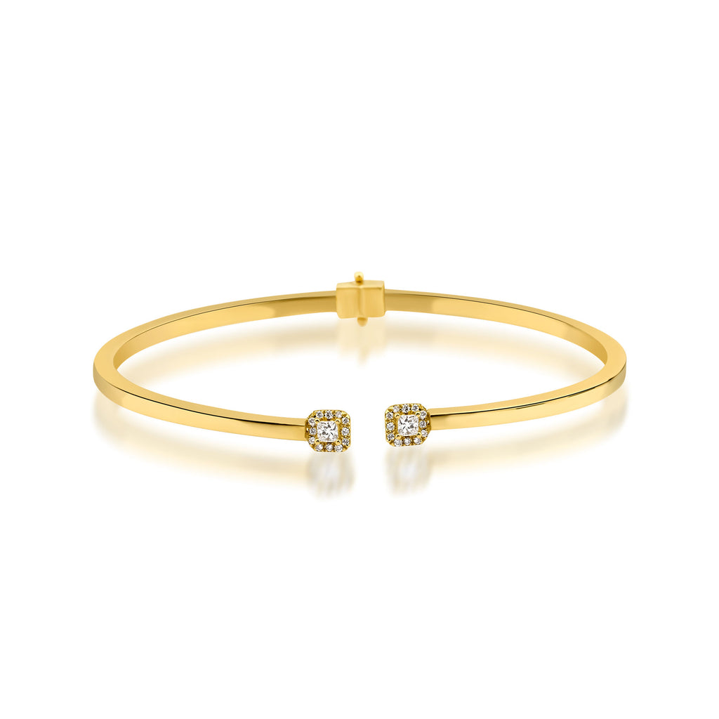 Fortuna 18K Gold Bangle w. Diamonds