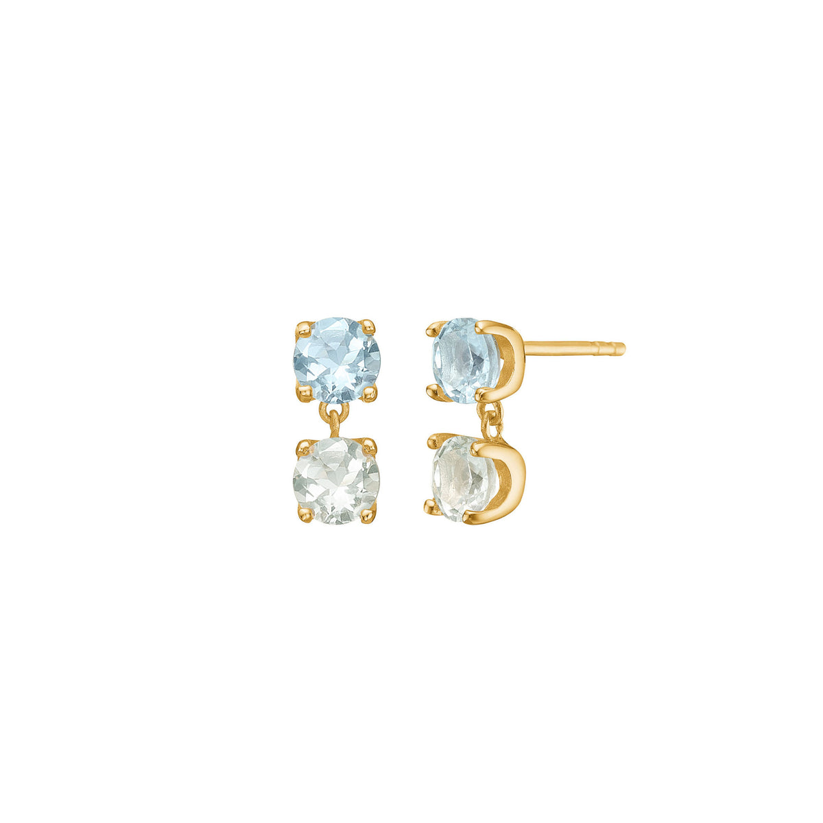 Reef 18K Gold Plated Studs w. Topaz & Prasiolite