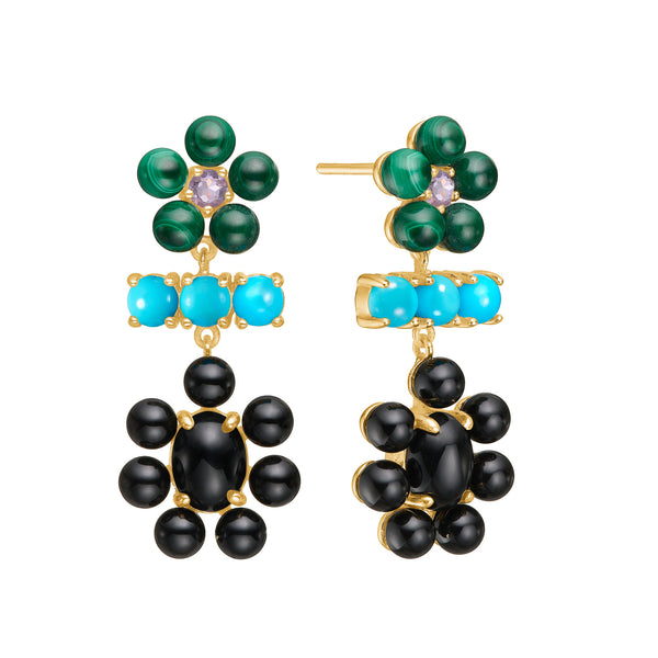 Mirage 18K Gold Plated Earrings w. Mixed Stones