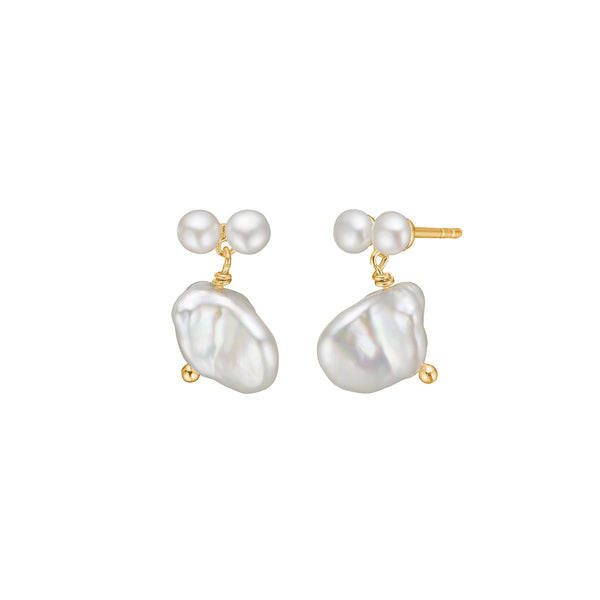 Mirage 18K Gold Plated Earrings w. Pearls