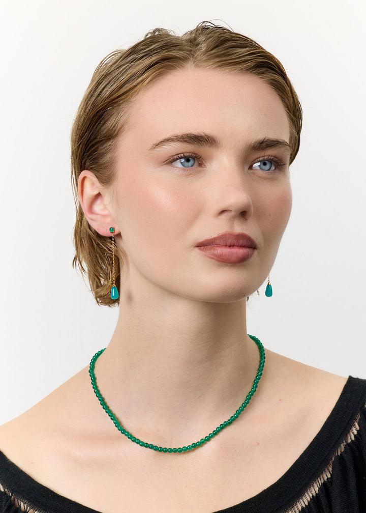 Parisa Gold Plated Studs w.Green Agate & Amazonite