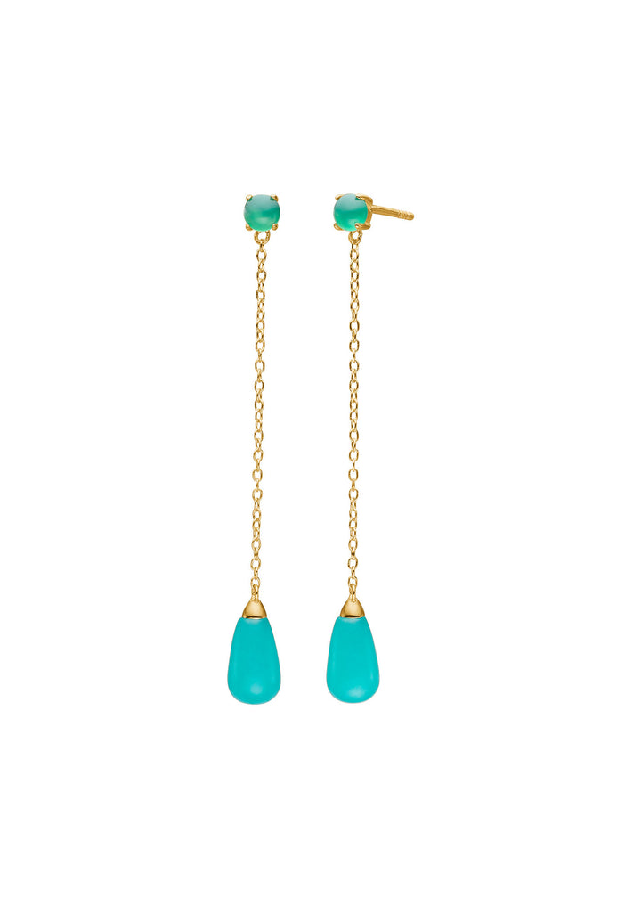 Parisa Gold Plated Studs w.Green Agate & Amazonite
