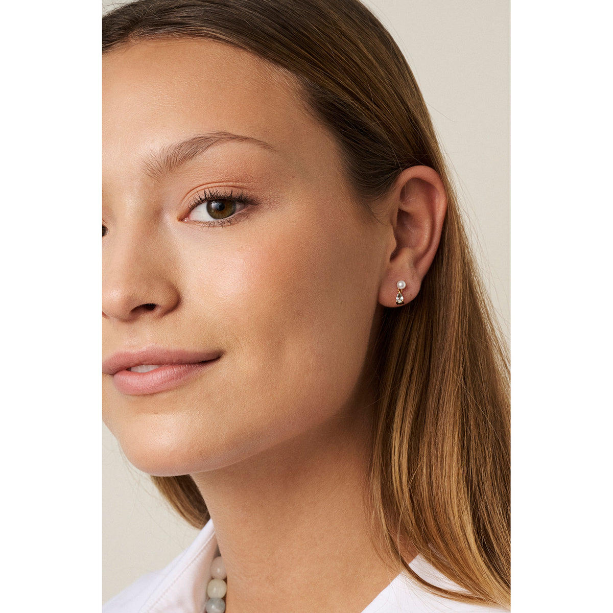 Reef 18K Gold Plated Studs w. Topaz & Pearls