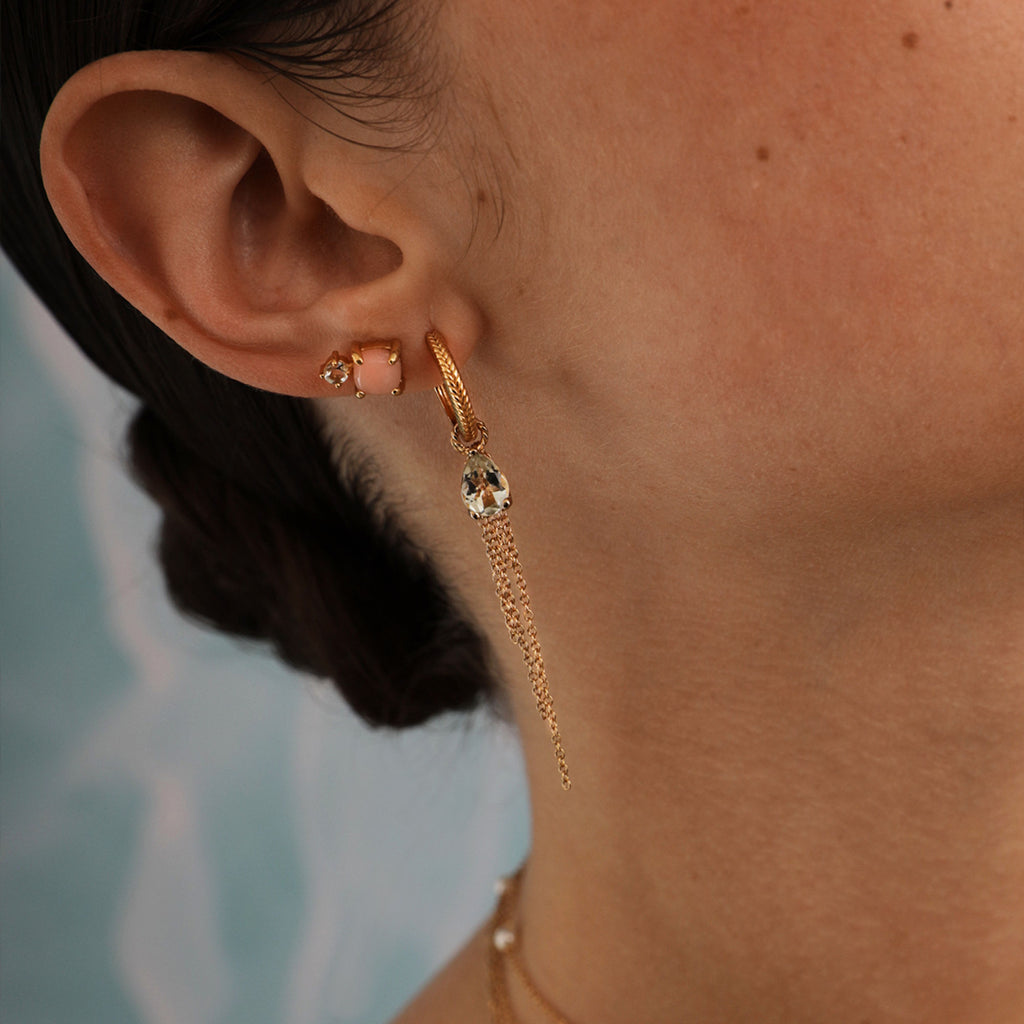 Reef 18K Gold Plated Studs w. Opal & Small Prasiolite