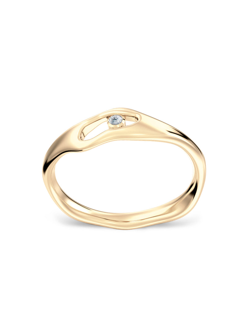 Liquid N°6 18K Guld Ring w. Diamond