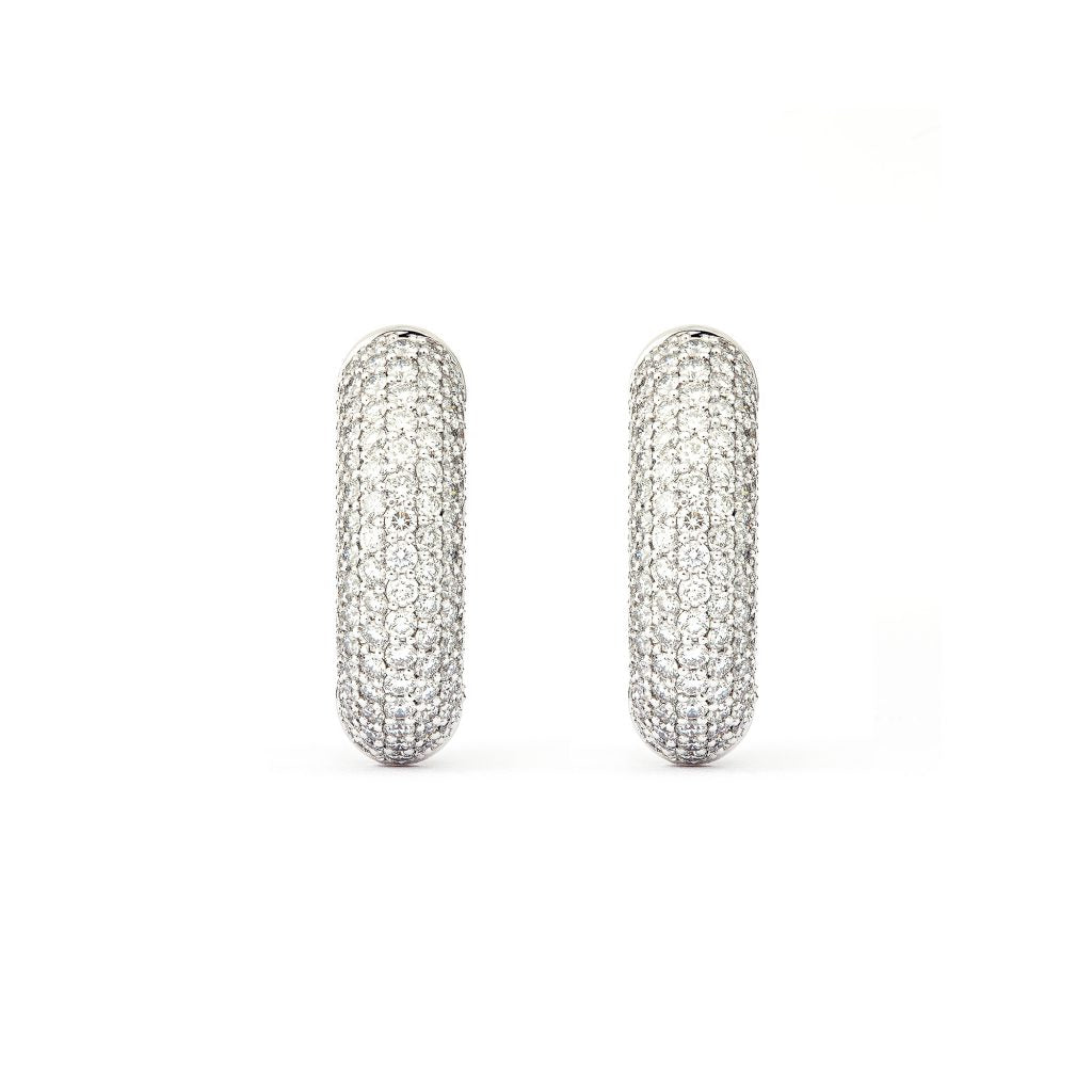 Absolute Big 18K Whitegold Creoles w. Diamonds