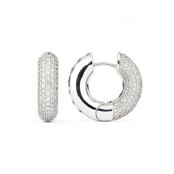 Absolute Big 18K Whitegold Creoles w. Diamonds
