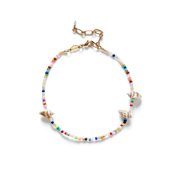Fiesta Shell Gold Plated Anklet w. Beads