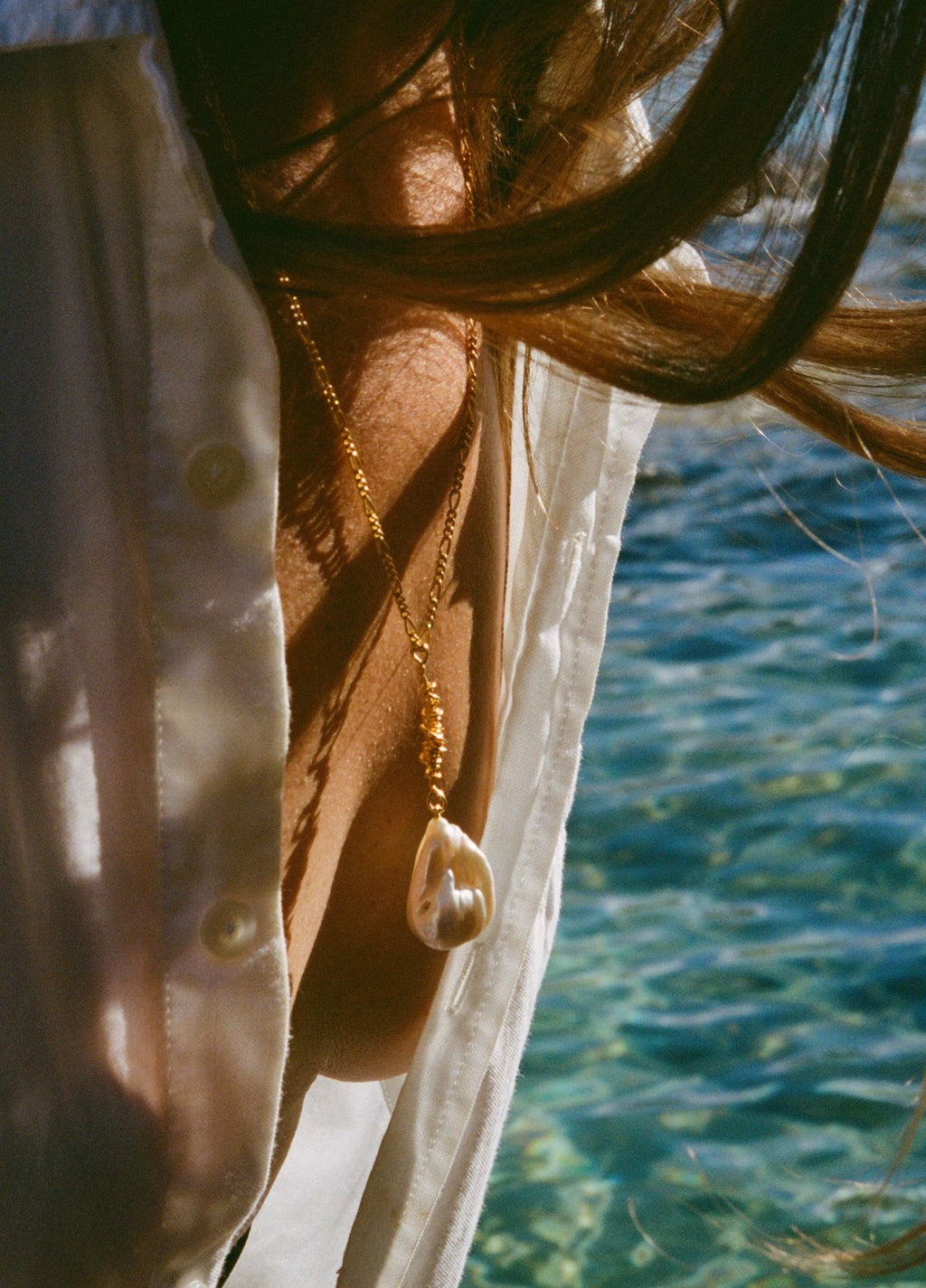 The Eternity Baroque 18K Gold Plated Pendant w. Pearl