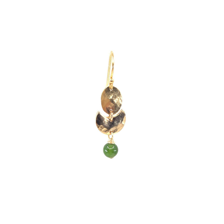 Flavia 14K Gulddoublé Ørering m. Grøn Jade