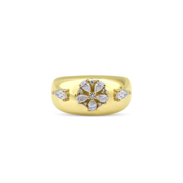 Fleur Bombe 18K Gold Ring w. Diamonds