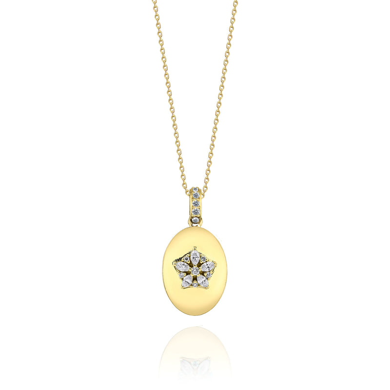 Fleur Sparkle 18K Gold Necklace w. Diamonds