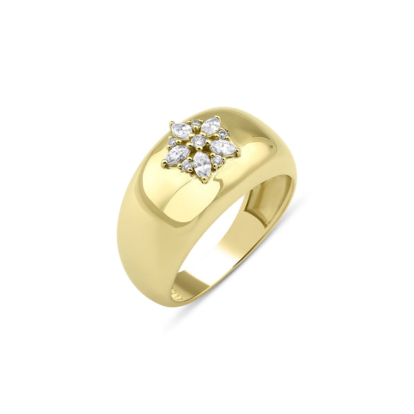 Fleur Sparkle 18K Guld Ring m. Diamanter