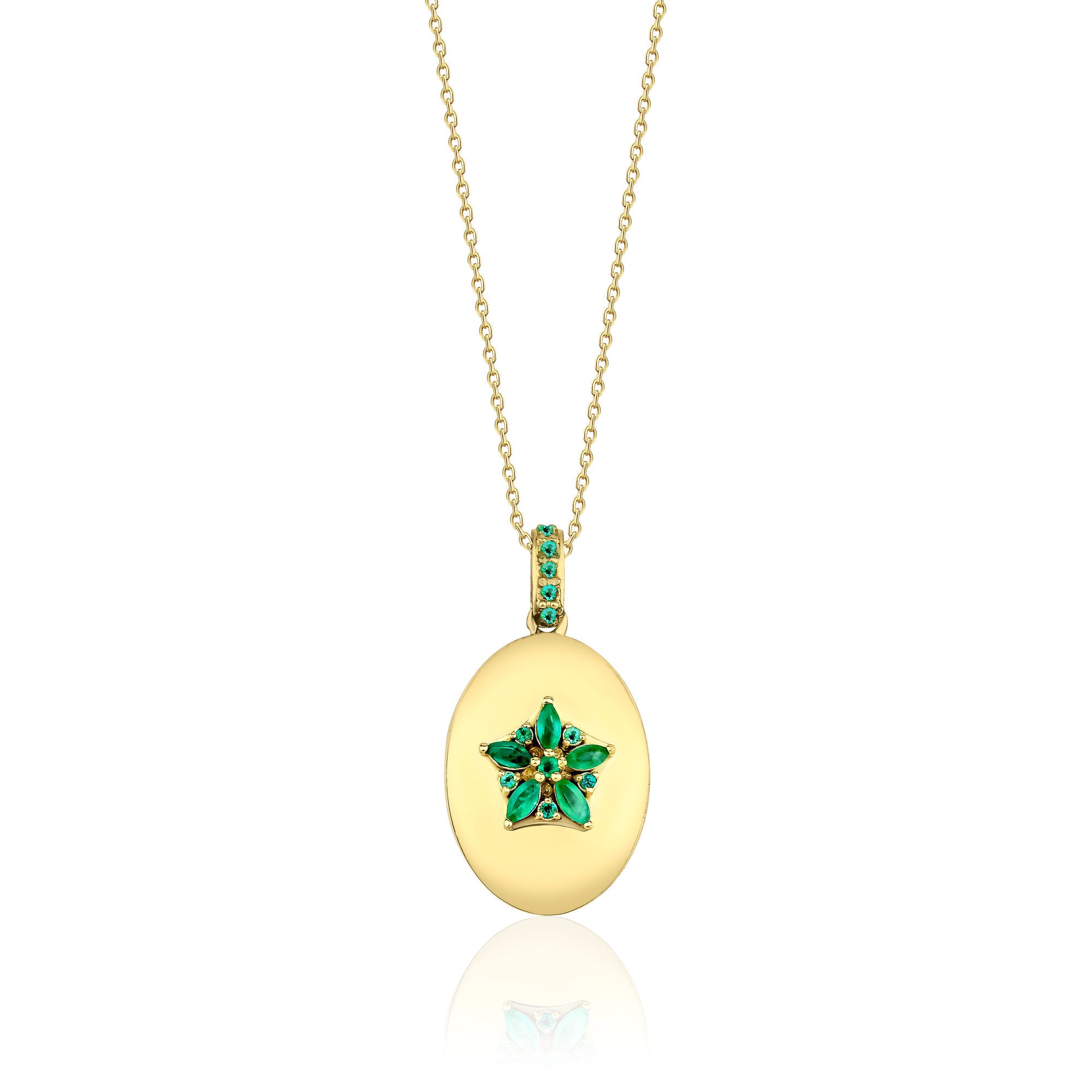 Fleur Sparkle 18K Gold Necklace w. Emeralds