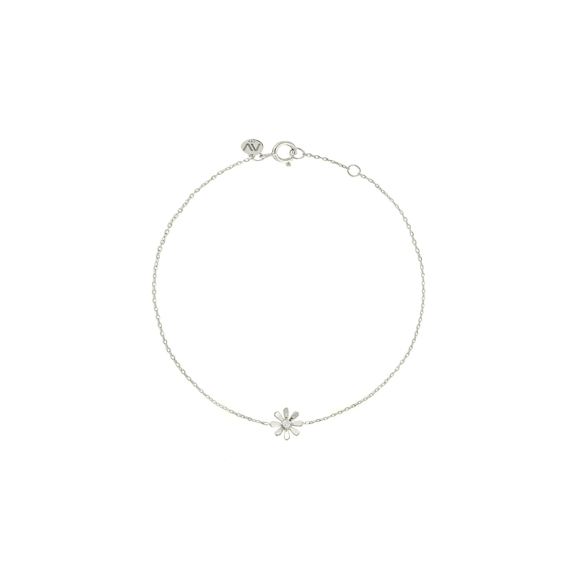 Flower Power 18K White Gold Bracelet w. Diamond