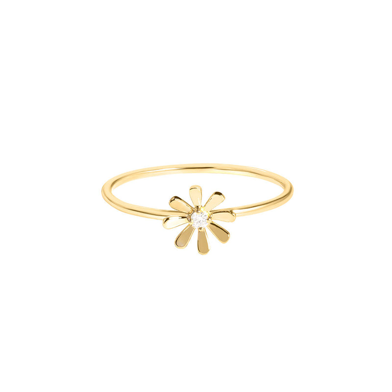 Flower Power 18K Gold Ring w. Diamond
