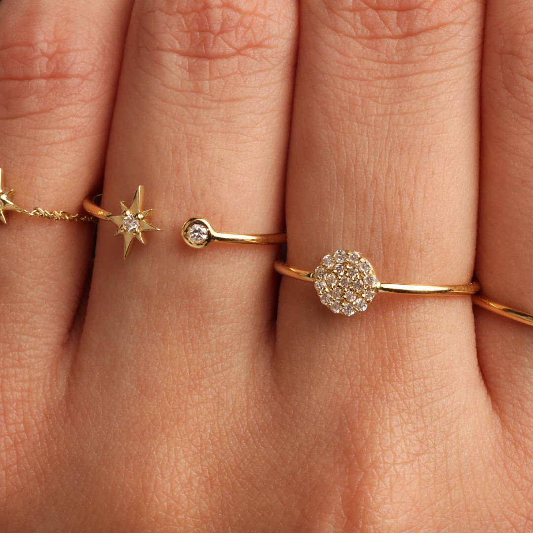 Følg den nordlige stjerne 18k rose Guld Ring m. Diamanter