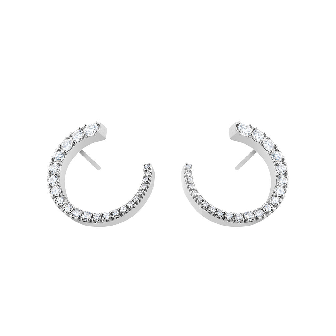 Forever and Always 18K White Gold Earring w. Diamonds
