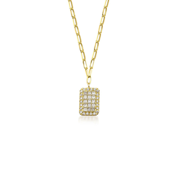 Fortuna Paperclip 18K Gold Necklace w. Diamonds