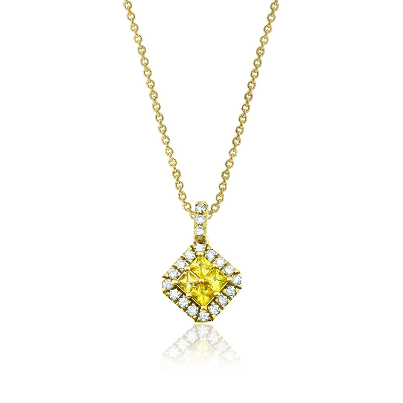 Fortuna Amarillo 18K Gold Necklace w. Diamonds & Sapphires