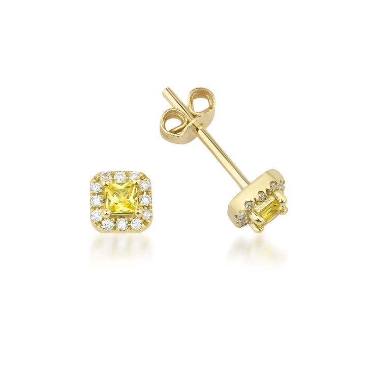 Fortuna Amarillo 18K Guld Ørestikker m. Diamanter & Safirer
