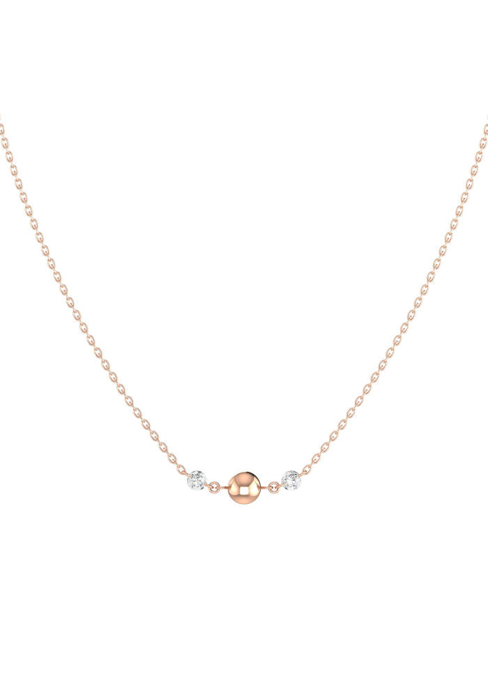 Triplet Nude 18K Rosegold Necklace w. Lab-Grown Diamonds