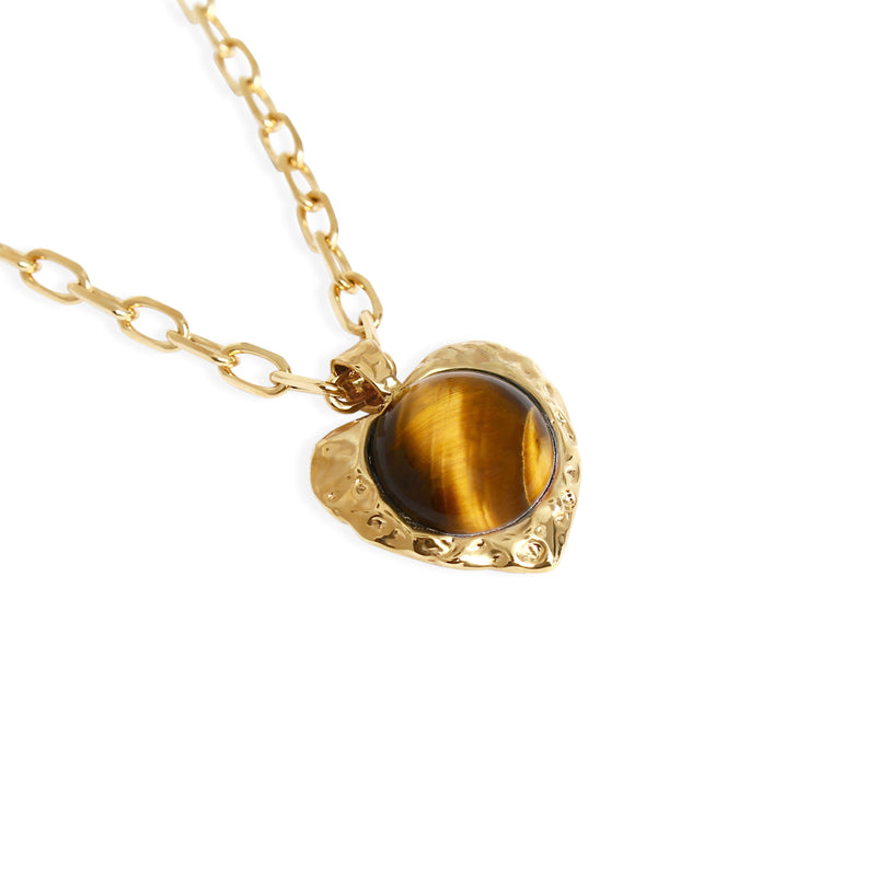 Freya Gold Plated Necklace w. Tiger's Eye