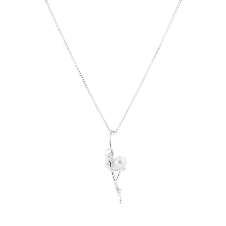 Frog Silver Necklace w. Pearl