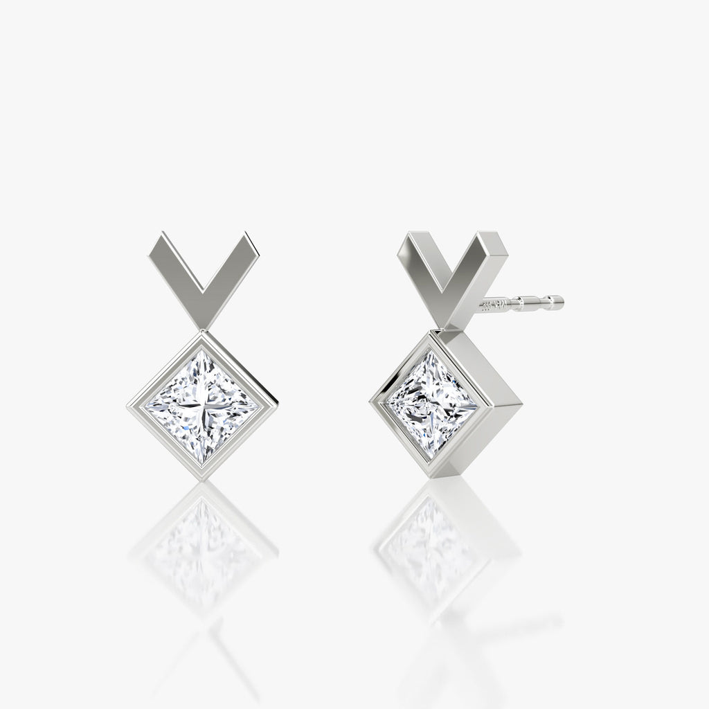 Arrow 14K Whitegold Studs w. Lab-Grown Diamond