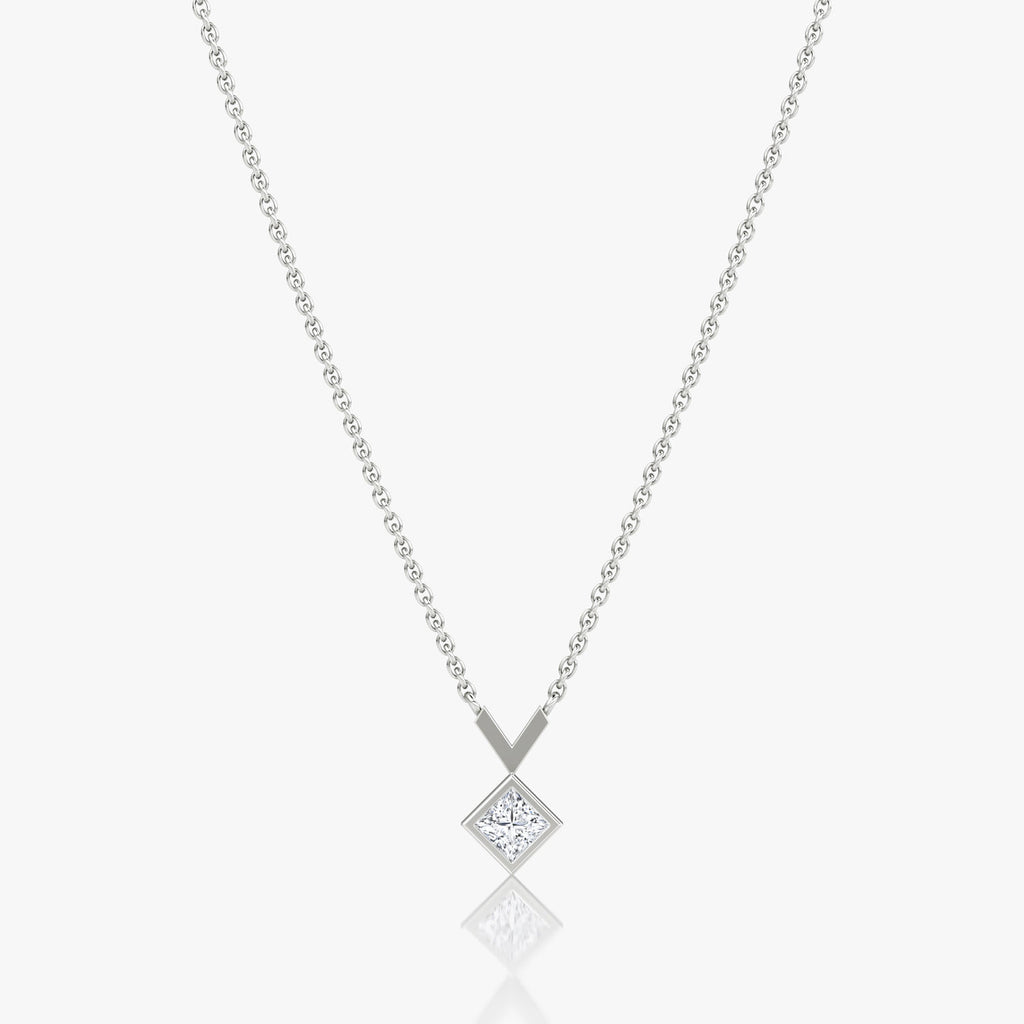 Arrow 14K Whitegold Necklace w. Lab-Grown Diamond